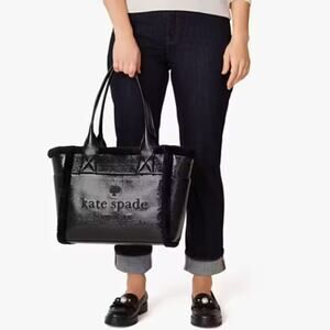 KATE SPADE Jett Faux Shearling Tote Black NWT*